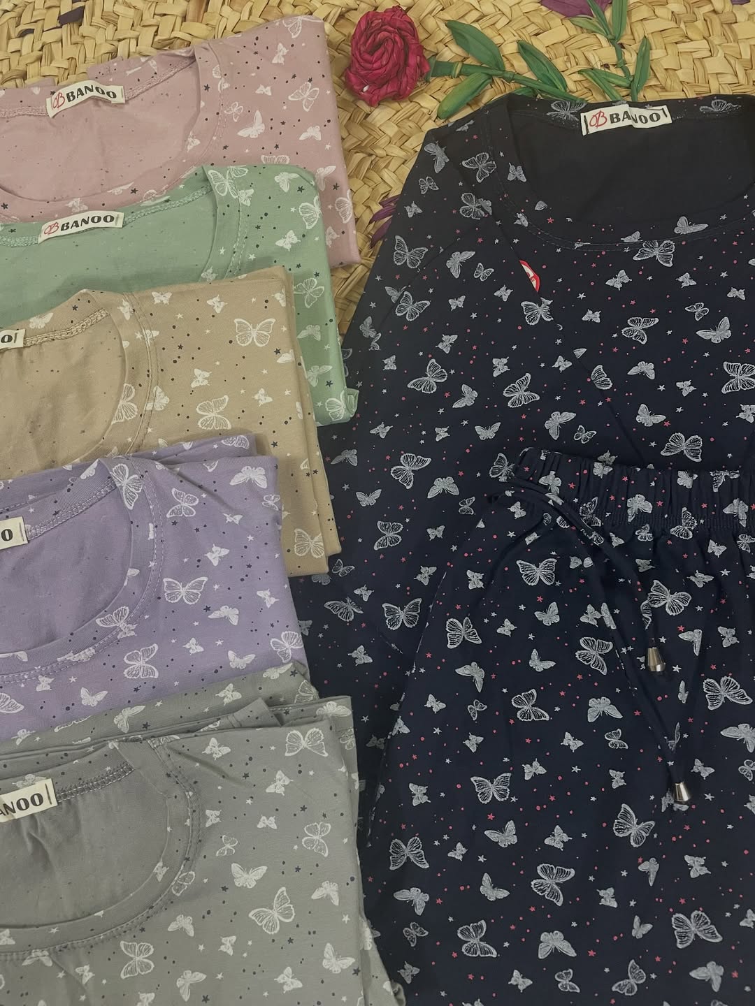 ست لباس خانگی پروانه جنس تمام نخ پنبه ۵۲